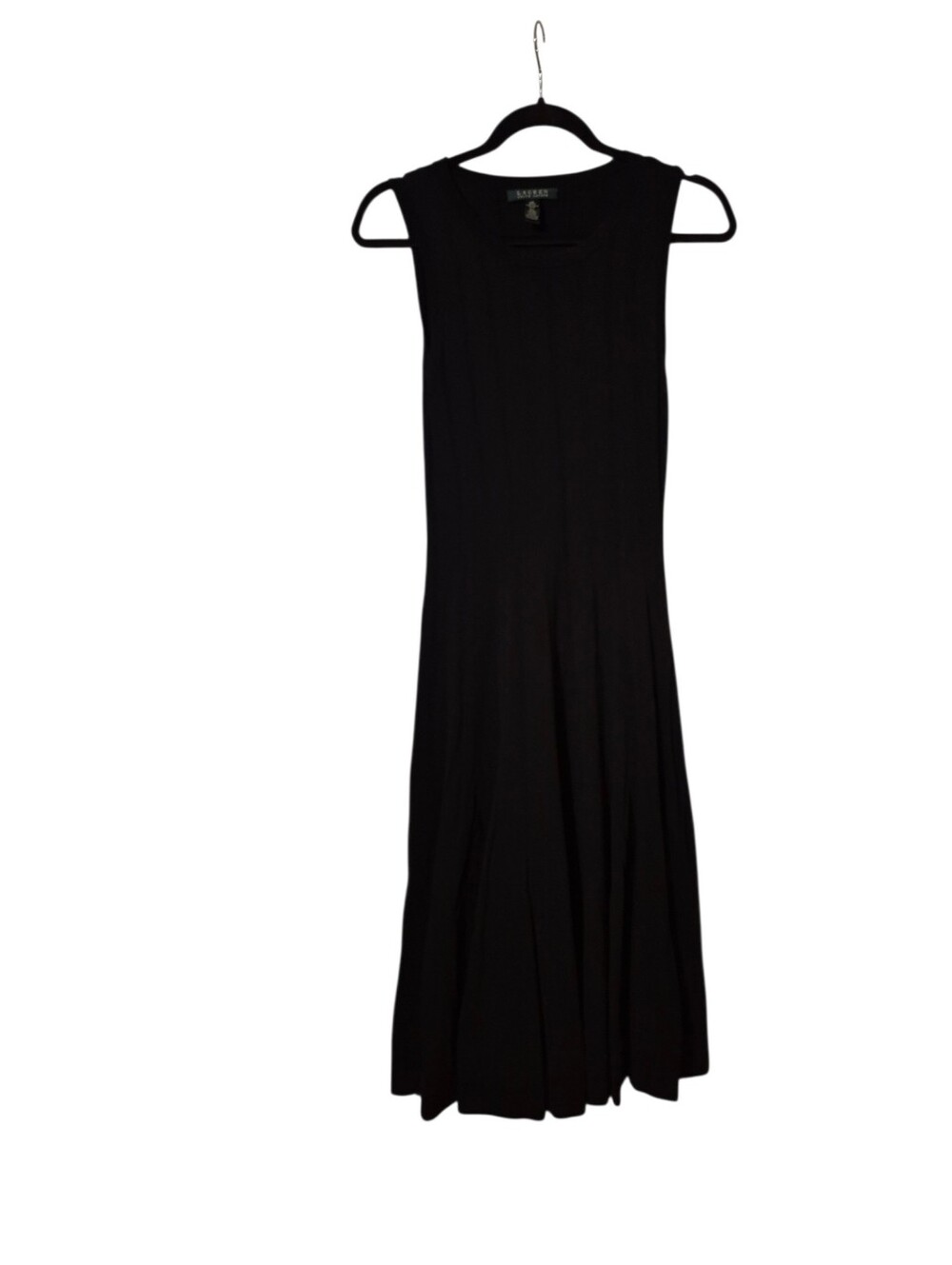 Lauren Ralph Lauren sleeveless black fit-and-flare midi dress XS  Excellent !!